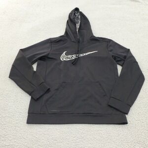 Nike Therma-FIT Hoodie Mens Medium Black Camo Swoosh Pullover Gym Pocket